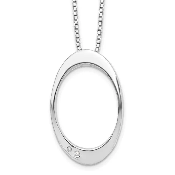 Rhodium Plated Sterling Silver Open Oval Pendant with Diamonds John Anthony Jewellers Ltd. Kitchener, ON