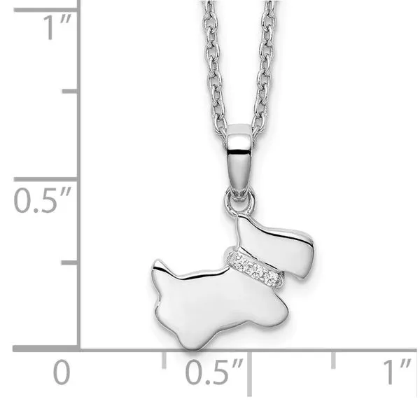 Rhodium Plated Sterling Silver Dog Pendant with Diamonds Image 3 John Anthony Jewellers Ltd. Kitchener, ON