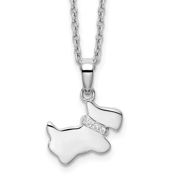 Rhodium Plated Sterling Silver Dog Pendant with Diamonds John Anthony Jewellers Ltd. Kitchener, ON