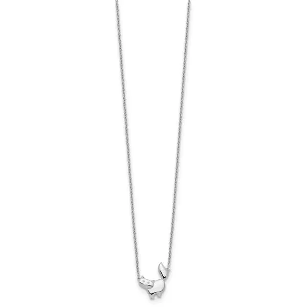 Rhodium Plated Sterling Silver Cat Necklace with Diamonds Image 2 John Anthony Jewellers Ltd. Kitchener, ON