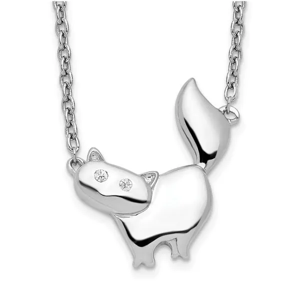 Rhodium Plated Sterling Silver Cat Necklace with Diamonds John Anthony Jewellers Ltd. Kitchener, ON