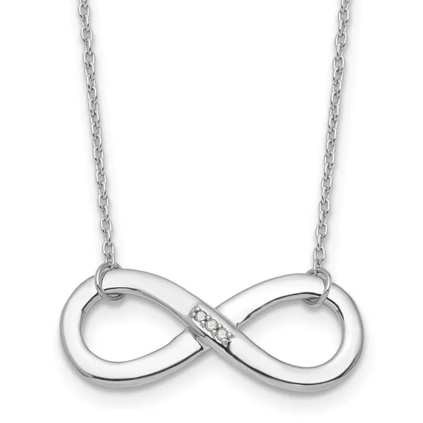 Rhodium Plated Sterling Silver Infinity Necklace with Diamonds John Anthony Jewellers Ltd. Kitchener, ON