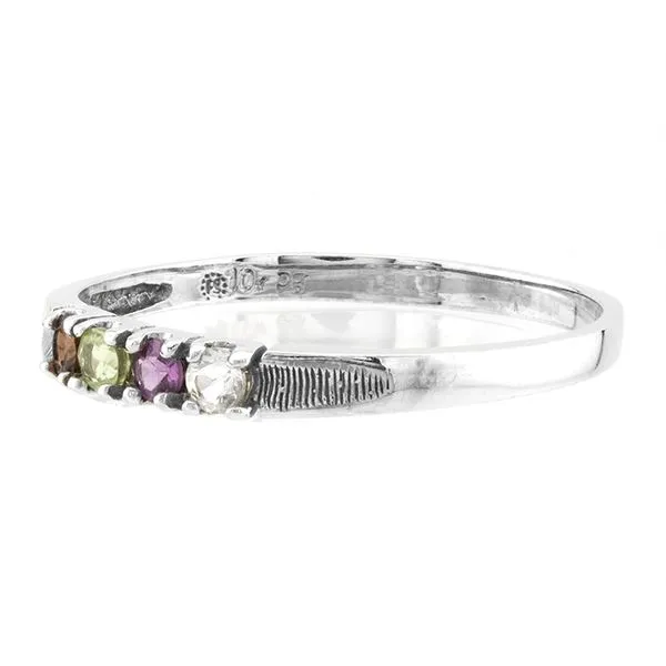 10Kt White Gold Family Ring with Garnet, Peridot, Rhodolite Garnet, and White Topaz Image 2 John Anthony Jewellers Ltd. Kitchener, ON