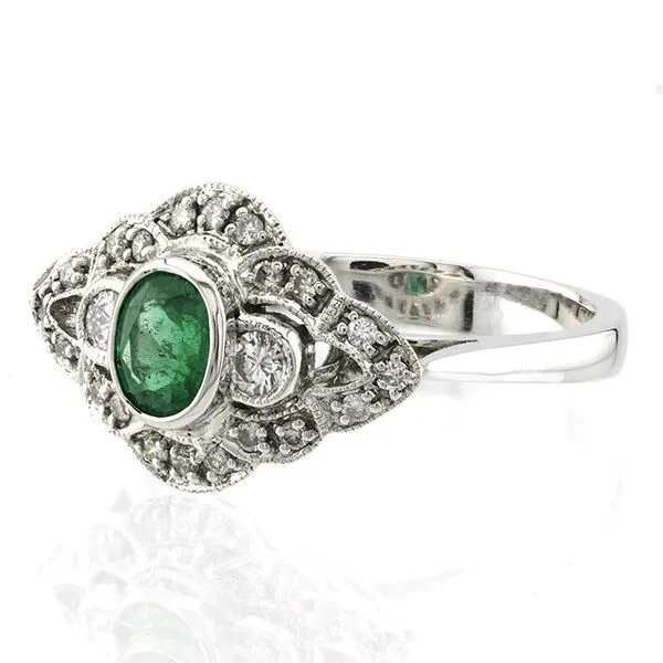 18Kt White Gold Emerald and Diamond Fashion Ring Image 2 John Anthony Jewellers Ltd. Kitchener, ON