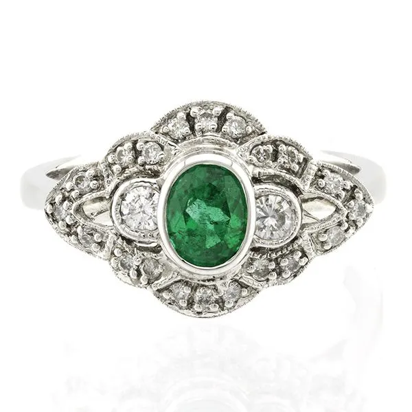 18Kt White Gold Emerald and Diamond Fashion Ring John Anthony Jewellers Ltd. Kitchener, ON