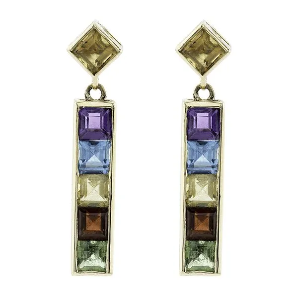 14K Yellow Gold Multi-Gemstone Dangle Stud Earrings John Anthony Jewellers Ltd. Kitchener, ON