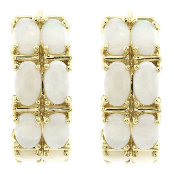 14K Yellow Gold Opal Hinged Hoop Earrings John Anthony Jewellers Ltd. Kitchener, ON