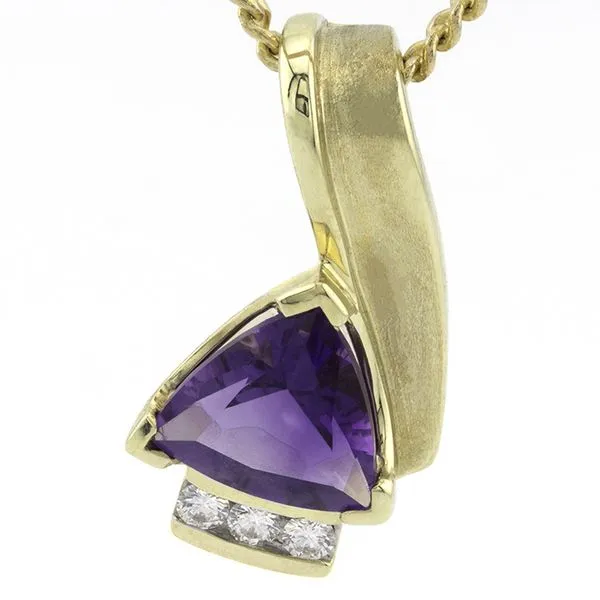 14K Gold Trilliant Amethyst and Diamond Pendant John Anthony Jewellers Ltd. Kitchener, ON