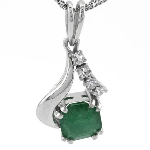 14K White Gold Emerald Cut Emerald Pendant John Anthony Jewellers Ltd. Kitchener, ON