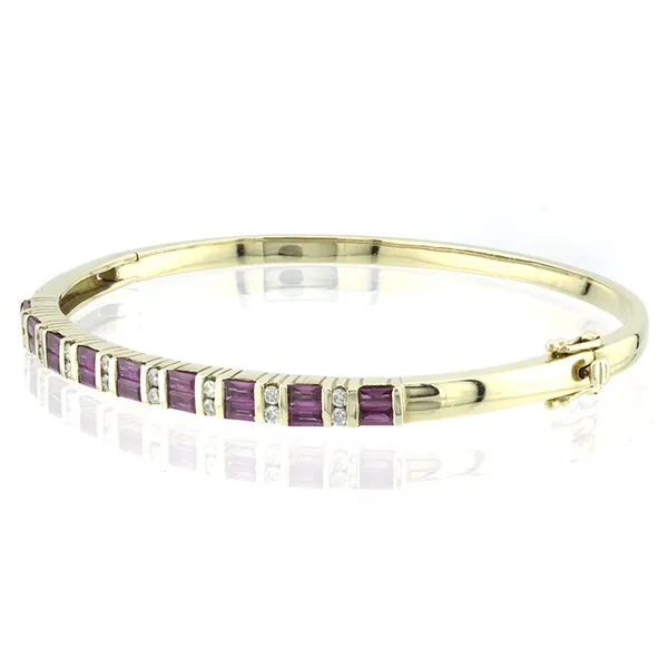14K Yellow Gold Ruby and Diamond Channel Set Bangle Bracelet Image 2 John Anthony Jewellers Ltd. Kitchener, ON