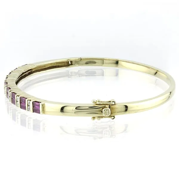 14K Yellow Gold Ruby and Diamond Channel Set Bangle Bracelet Image 3 John Anthony Jewellers Ltd. Kitchener, ON
