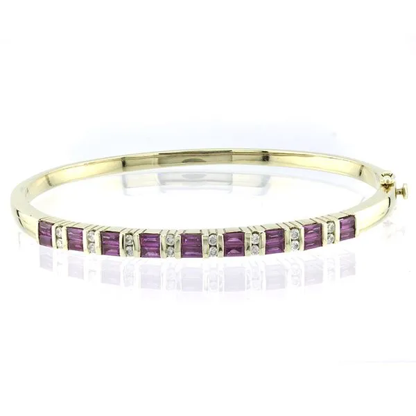 14K Yellow Gold Ruby and Diamond Channel Set Bangle Bracelet John Anthony Jewellers Ltd. Kitchener, ON