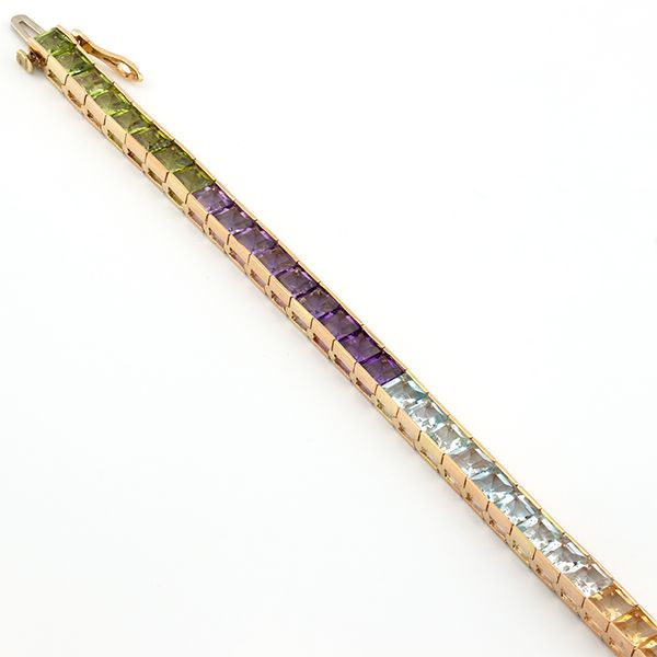 14K Yellow Gold Mixed Gemstone Line Bracelet Image 2 John Anthony Jewellers Ltd. Kitchener, ON