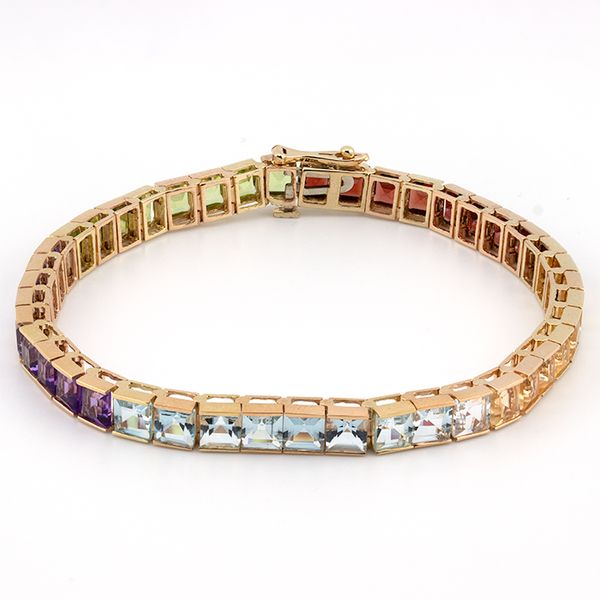 14K Yellow Gold Mixed Gemstone Line Bracelet John Anthony Jewellers Ltd. Kitchener, ON