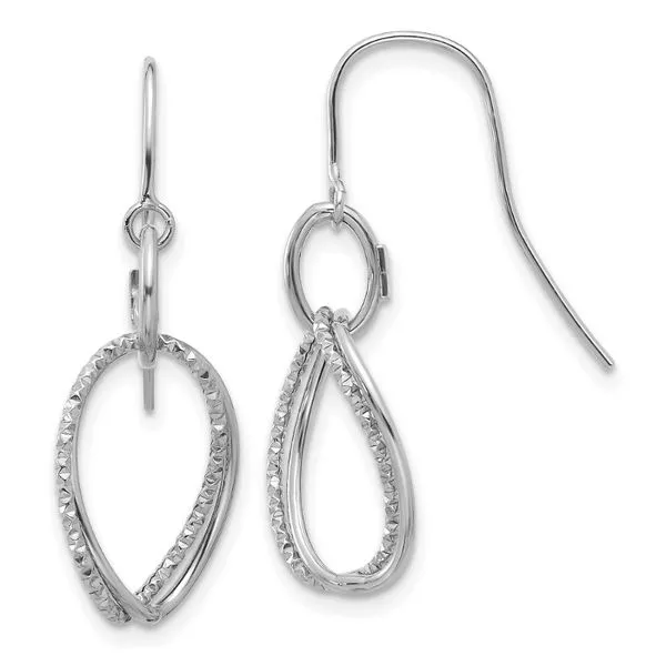 10K White Gold Polished & Textured Dangle Earrings John Anthony Jewellers Ltd. Kitchener, ON