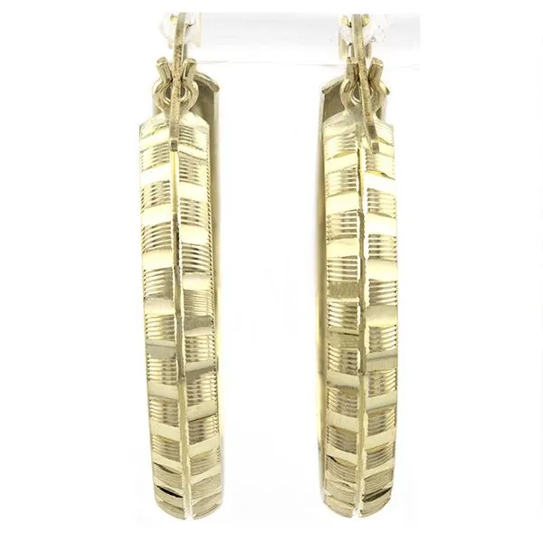 10K Yellow Gold Knife Edge Faceted Hoop Earrings John Anthony Jewellers Ltd. Kitchener, ON