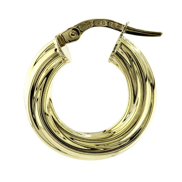 Italian 10K Yellow Gold Twisted Tube Hoop Earrings John Anthony Jewellers Ltd. Kitchener, ON