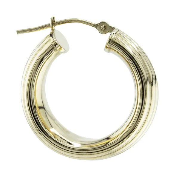 14K Yellow Gold Ribbed Tube Hoop Earrings John Anthony Jewellers Ltd. Kitchener, ON
