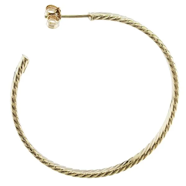 18K Yellow Gold Rope Patterned Tube Hoop Earrings John Anthony Jewellers Ltd. Kitchener, ON