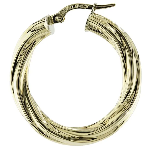 Italian 18K Yellow Gold Twisted Tube Hoop Earrings John Anthony Jewellers Ltd. Kitchener, ON