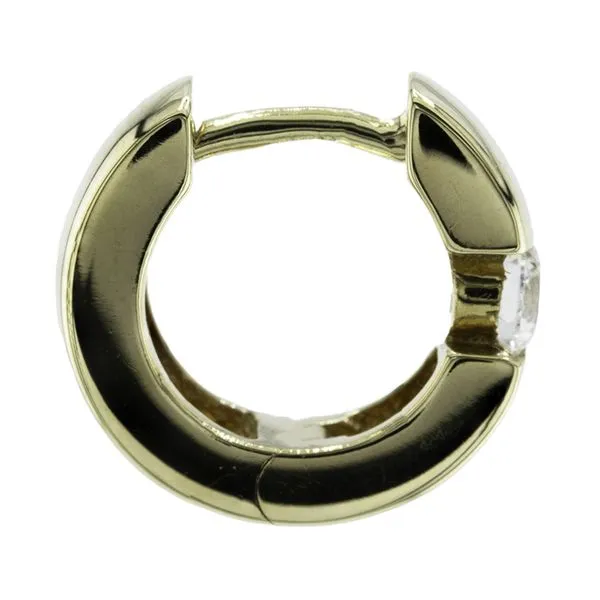 14K Yellow Gold Huggie Hoop Earrings with Cubic Zirconias Image 2 John Anthony Jewellers Ltd. Kitchener, ON