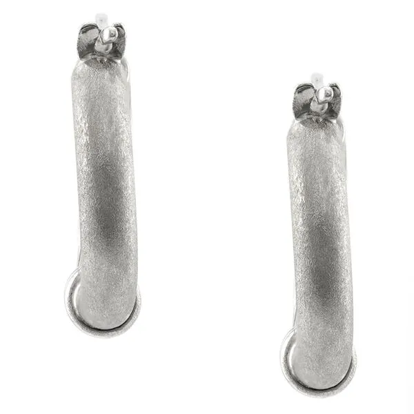 18K White Gold Reversible Twisted Line and Beadblasted Hoop Earrings Image 3 John Anthony Jewellers Ltd. Kitchener, ON