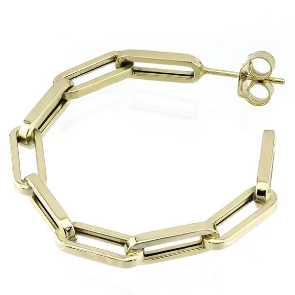 Italian 10K Yellow Gold Paperclip Hoop Earrings Image 2 John Anthony Jewellers Ltd. Kitchener, ON