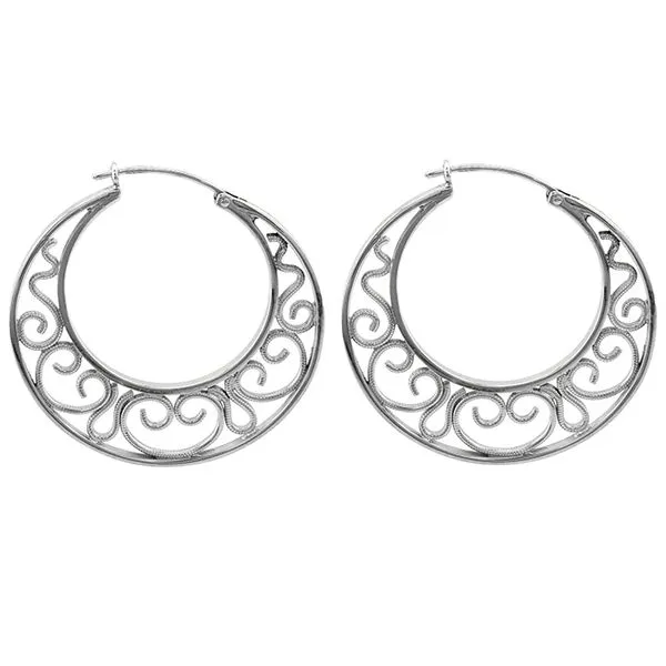 14K White Gold Filigree Hoop Earrings John Anthony Jewellers Ltd. Kitchener, ON