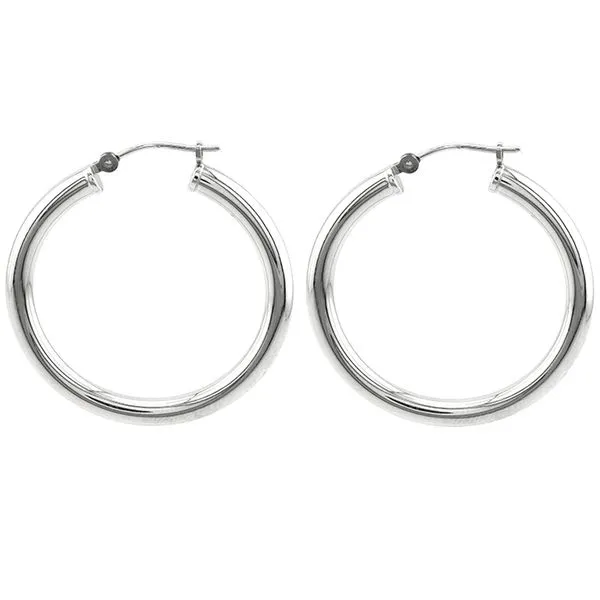 14K White Gold Tube Hoop Earrings John Anthony Jewellers Ltd. Kitchener, ON