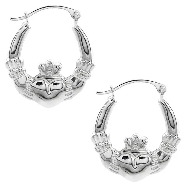 10K White Gold Claddagh Hoop Earrings John Anthony Jewellers Ltd. Kitchener, ON