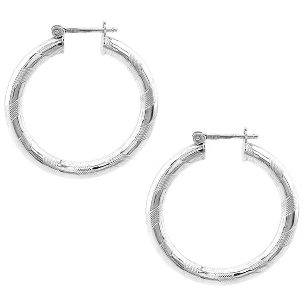 Patterned Tube Hoop Earrings in 14K White Gold John Anthony Jewellers Ltd. Kitchener, ON