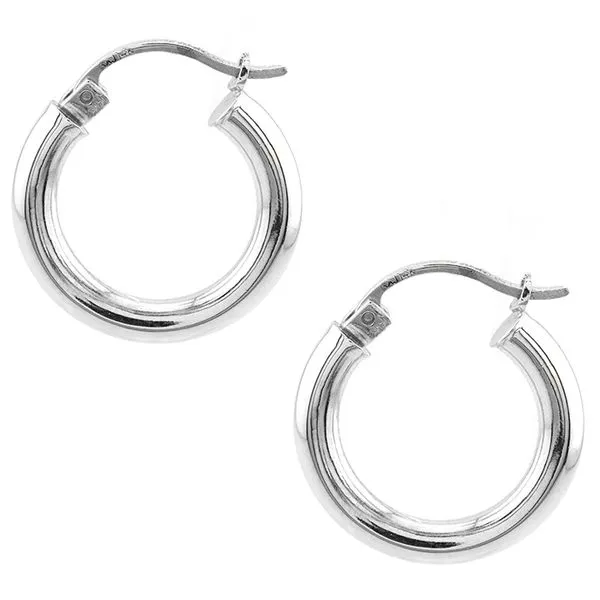 14K White Gold Tube Hoop Earrings John Anthony Jewellers Ltd. Kitchener, ON