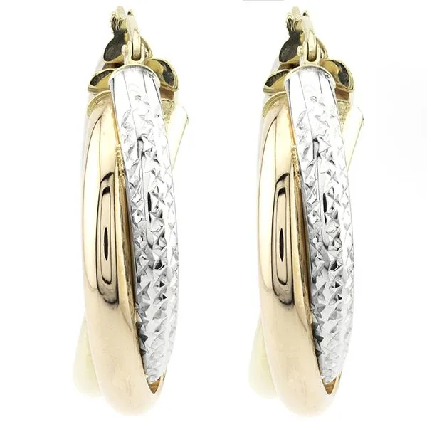 Two-Tone 14K Gold Triple Tube Hoop Earrings Image 2 John Anthony Jewellers Ltd. Kitchener, ON