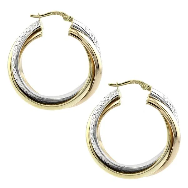 Two-Tone 14K Gold Triple Tube Hoop Earrings John Anthony Jewellers Ltd. Kitchener, ON