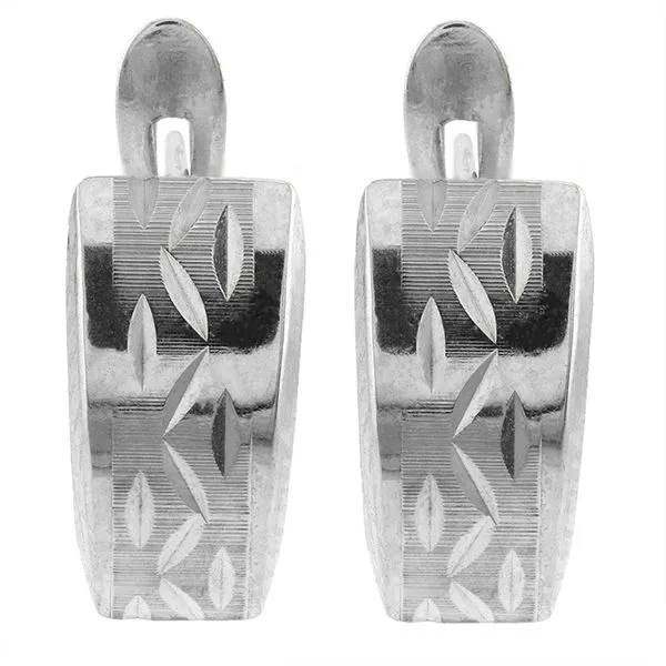 10K White Gold Patterned J-Hoop Earrings John Anthony Jewellers Ltd. Kitchener, ON