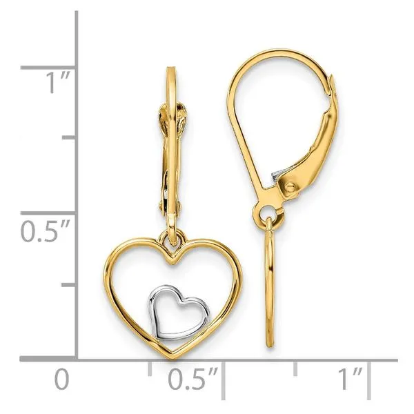 10Kt Two-Tone Gold Heart in Heart Dangle Earrings Image 2 John Anthony Jewellers Ltd. Kitchener, ON