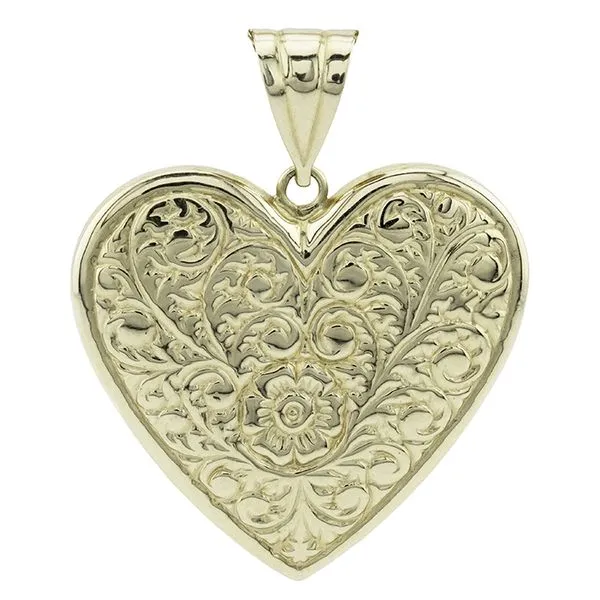 14K Yellow Gold Floral Patterned Heart Pendant John Anthony Jewellers Ltd. Kitchener, ON