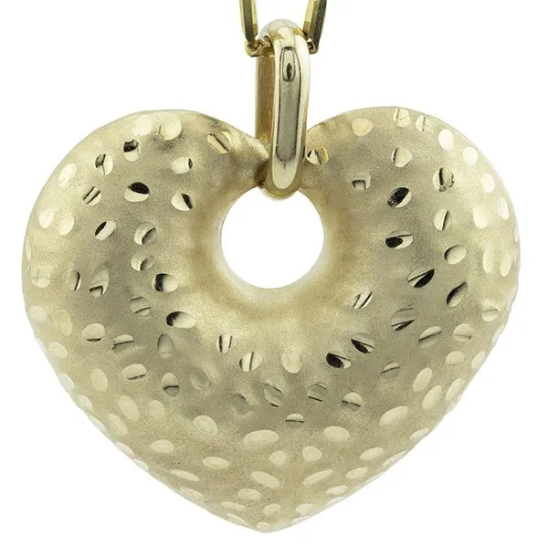 14K Yellow Gold Polished & Satin Finished Puffed Heart Pendant John Anthony Jewellers Ltd. Kitchener, ON
