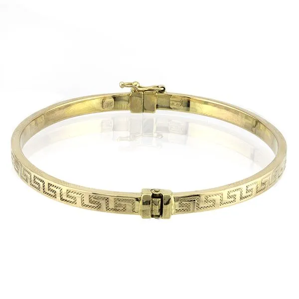 Italian 10K Yellow Gold Hinged Greek Key Bangle Bracelet John Anthony Jewellers Ltd. Kitchener, ON