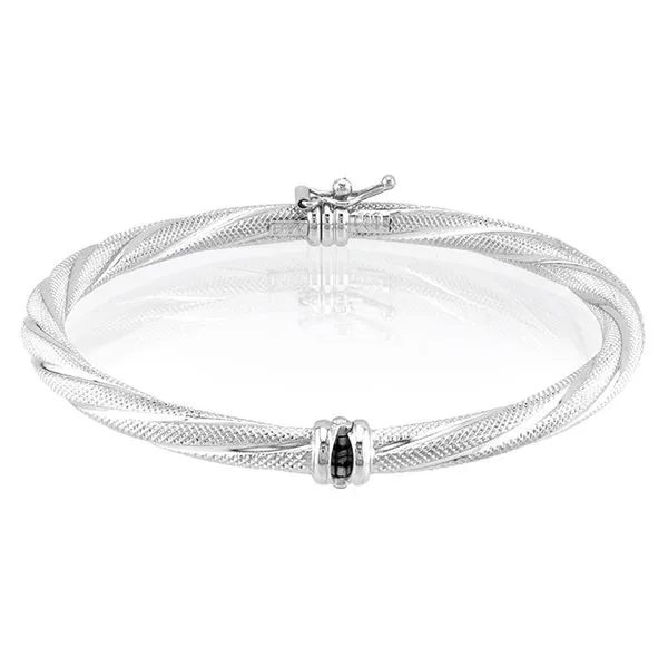 18K White Gold Twisted Textured Hinged Bangle Bracelet John Anthony Jewellers Ltd. Kitchener, ON