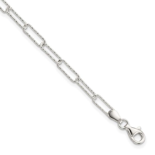 Italian Rhodium Plated Silver Diamond Cut Paperclip Bracelet John Anthony Jewellers Ltd. Kitchener, ON