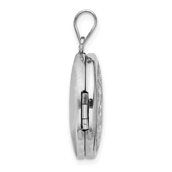 Rhodium Plated Sterling Silver Floral Filigree Locket Pendant Image 2 John Anthony Jewellers Ltd. Kitchener, ON