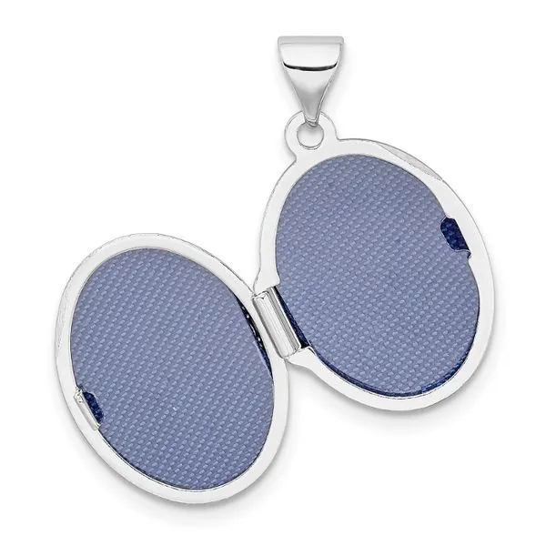 Rhodium Plated Sterling Silver Oval Scroll Detail Locket Pendant Image 4 John Anthony Jewellers Ltd. Kitchener, ON