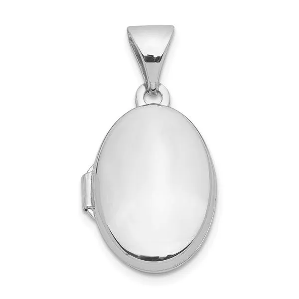 Rhodium Plated Sterling Silver Oval Locket Pendant Image 3 John Anthony Jewellers Ltd. Kitchener, ON