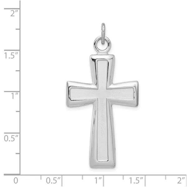 Rhodium Plated Sterling Silver Polished Cross Pendant Image 4 John Anthony Jewellers Ltd. Kitchener, ON
