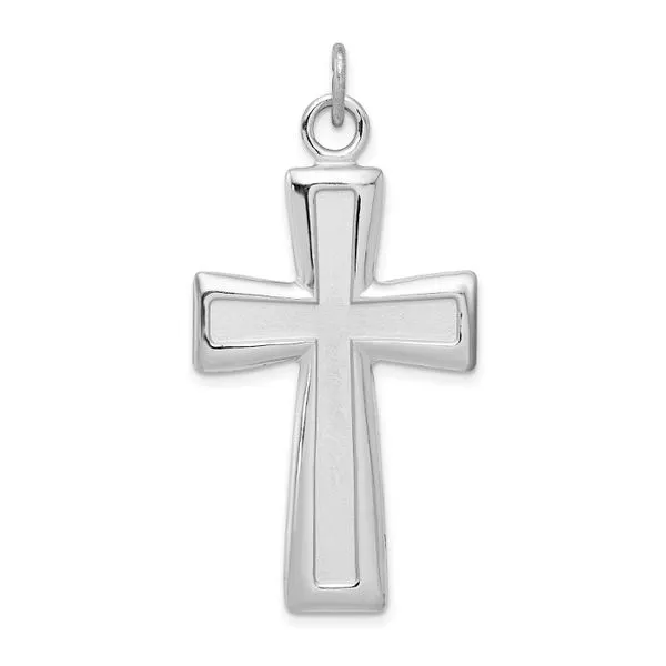 Rhodium Plated Sterling Silver Polished Cross Pendant John Anthony Jewellers Ltd. Kitchener, ON