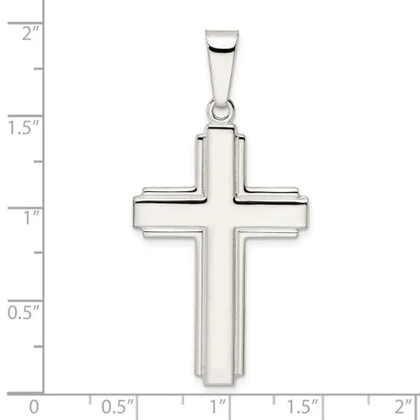 Rhodium Plated Sterling Silver Polished Cross Pendant Image 4 John Anthony Jewellers Ltd. Kitchener, ON