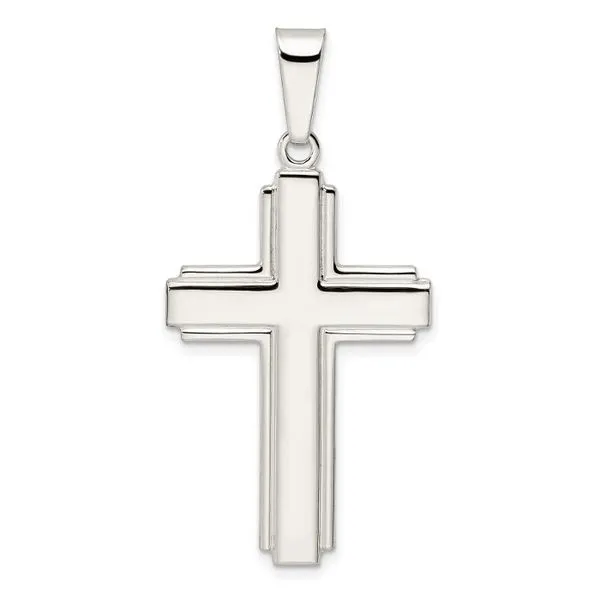 Rhodium Plated Sterling Silver Polished Cross Pendant John Anthony Jewellers Ltd. Kitchener, ON