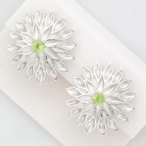 Breuning Sterling Silver Flower Stud Earrings with Peridots John Anthony Jewellers Ltd. Kitchener, ON
