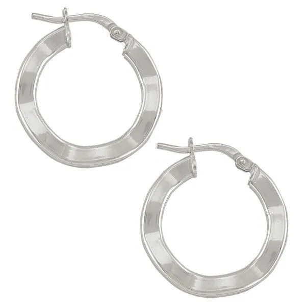 Italian Rhodium Plated Sterling Silver Wavy Hoop Earrings John Anthony Jewellers Ltd. Kitchener, ON